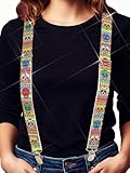 BODIY Halloween Men's Suspenders Colorful Skull Suspenders Day of the Dead Accessories for Men and Women (Skull)