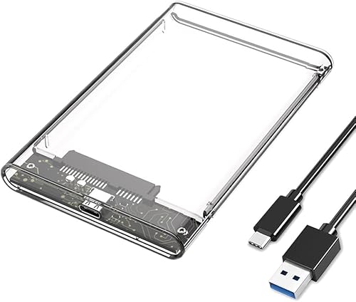 Miniatura 8 de Tianle Carcasa para disco duro de 2.5 pulgadas, SATA a USB 3.1 6 Gbps, caja transparente para disco duro externo sin herramientas, compatible con