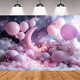 Dreamy Moon Purple Clouds Backdrop Baby Shower Birthday Kids Birthday Party Backdrop Newborn Baby Photography Background Portrait Decor Photo Studio (A, 7x5ft/84x60Inch)