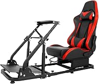 Vista 1 de Marada Racing Simulator Cockpit,Tilt-Adjustable Steering Wheel Stand with Red Seat fit Logitech G25 G27 G29 G920 Thrustmaster T300RS T150 PS4 Xbox