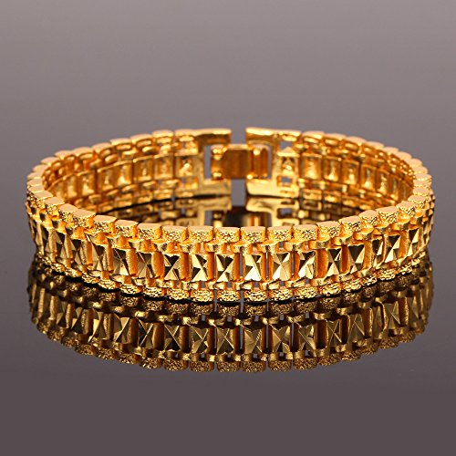 U7 Jewelry 12Mm Wide Wrist Chain 18K Yellow Gold Plated Men Women's Bracelet (19Cm Long) #TOP5