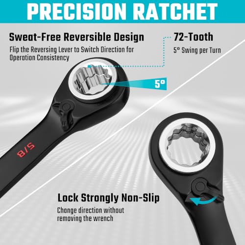Image of DURATECH 4-in-1 Reversible Ratcheting Box Wrench Set, SAE, 2-Piece,black E-coating