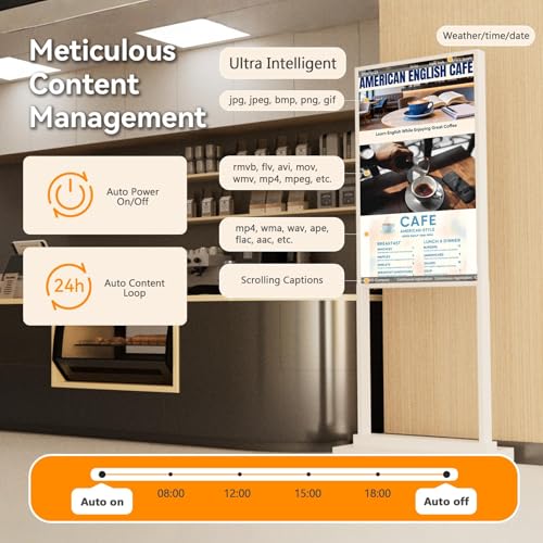 Image of 55 Inch 4K Touchscreen, Indoor Capacitive Touch Floor Standing Digital Signage Displays,Advertising Display LCD Kiosk, UHD Interactive Display Poster Android System, HDMI /USB /WiFi