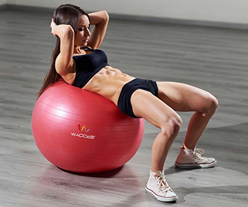 Wacces Fitness and Exercise Ball, Red, 75cm - Thumbnail 2