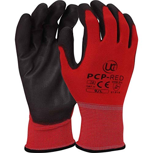 Gants de dextérité UCi PCP-RED lot de 10 paires légères avec enduction polyuréthane