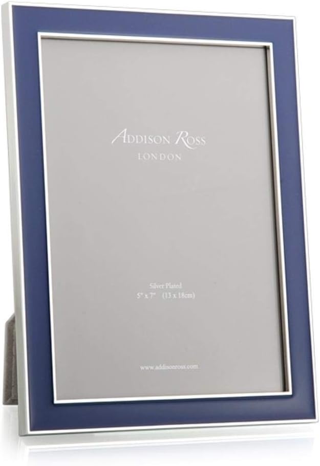 Navy Blue Enamel & Silver Frame, 5"x7" in Gift Box