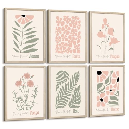 Baccone Boho Botanical Wall Art Prints Blush Pink Canvas Wall