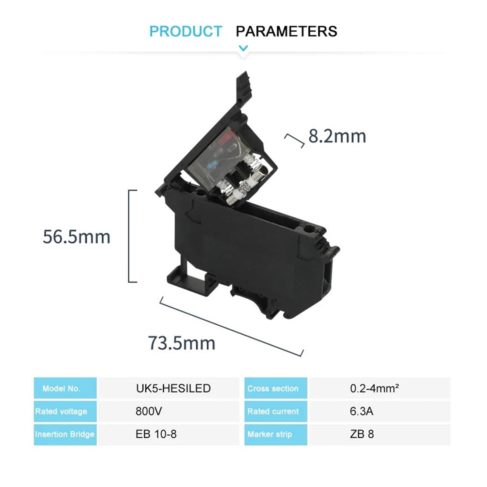 10 Pz UK5-HESI Vite Morsettiera Su Guida Din Portafusibili 5 * 25mm 24 V/220 V LED Con Leva Di Disconnessione Filo Connettore Elettrico(Gray-With 220V LED,With Fuse 6A)