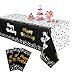 Tischdecke Geburtstag Wasserdicht Geburtstag Tischdecken Happy Birthday Tablecloth Geburtstagstischdecke Rechteckig Tischtuch für Party Geburtstag Garten Küche Picknick Camping 183*137cm 2STK(Schwarz)