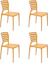 Cadeira Tramontina Sofia em Polipropileno e Fibra de Vidro Laranja com Encosto Horizontal