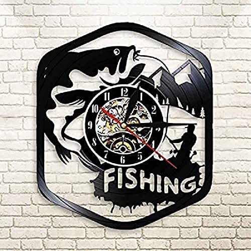 Horloge murale silencieuse pêche en vinyle fin du tic-tac pour le bureau - 4