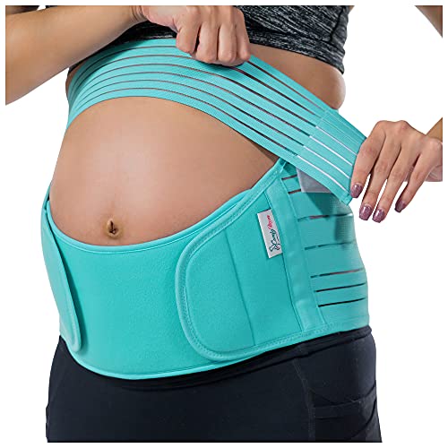 Belly Band for Pregnancy, Pregnancy Belly Support Band - Maternity Belt for Back Pain. Adjustable/Breathable Belly Support for Pregnancy. (Dark Mint/Large)