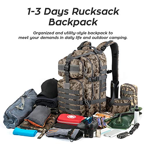 Gelindo Military Tactical Backpack, Army Molle Bag, Assault Backpacks, Small Rucksack for Hunting, Camping, Trekking, School, 35L