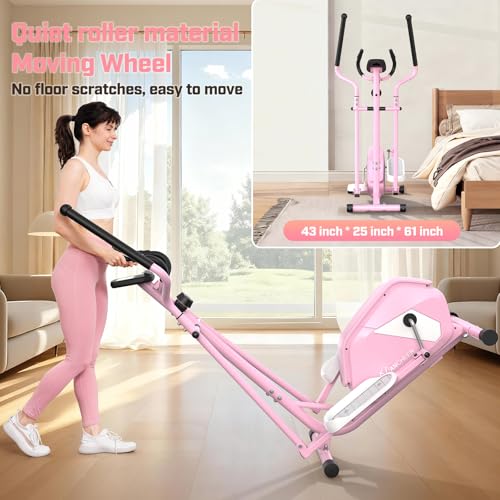 Image of ANCHEER Home Elliptical Machine with Magnetic Resistance&Hand Pulse Sensors | LCD Monitor,14 Resistance Levels,15 inch Stride, Quiet Operation,Low-Impact Exercise,Compact