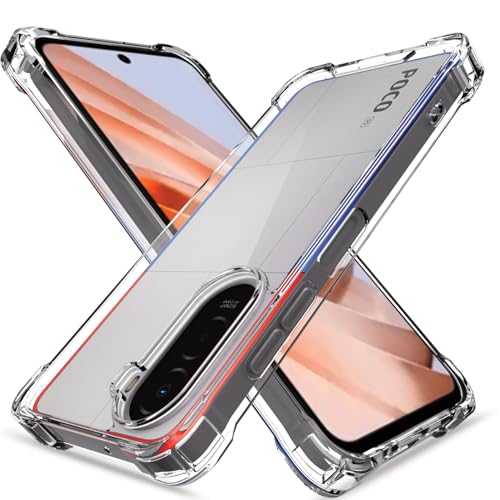 Image of Amazon Basics Back Cover for Poco M7 Plus 5G PC + TPU Clear Transparent Raised Edges Shockproof Protective Phone Bumper Case (Transparent)