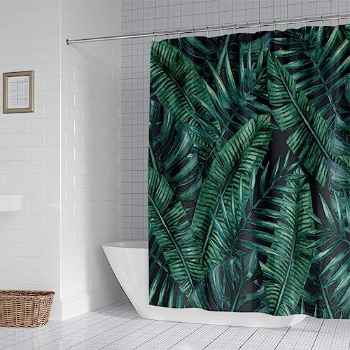 Rideau de douche vert 200x230 grand format imperméable lavable avec anneaux - 3