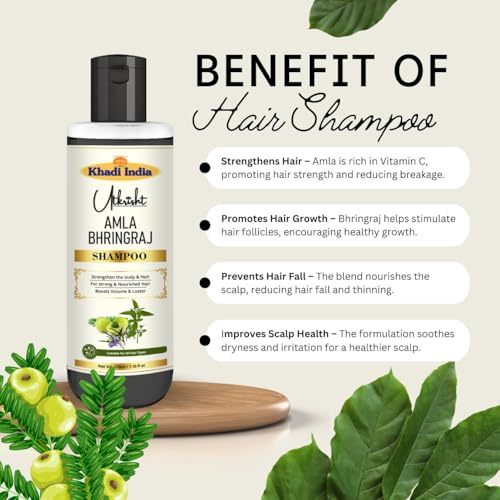 Image of Khadi Amla & Bhringraj Hair Shampoo | Reduces Hair Fall, Promotes Thick Hair | Ayurvedic, Chemical-Free Cleanser for All Hair Types - 840 (Pack of 4)