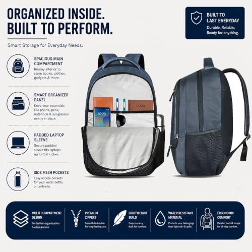 Image of BIGBERRY Newage Classic | Faux Leather Laptop Backpack for Men & Women | 28L Water Resistant Leatherite Bag with Multiple Compartments & Organizer | Travel, Office, College & Casual Backpack, Black