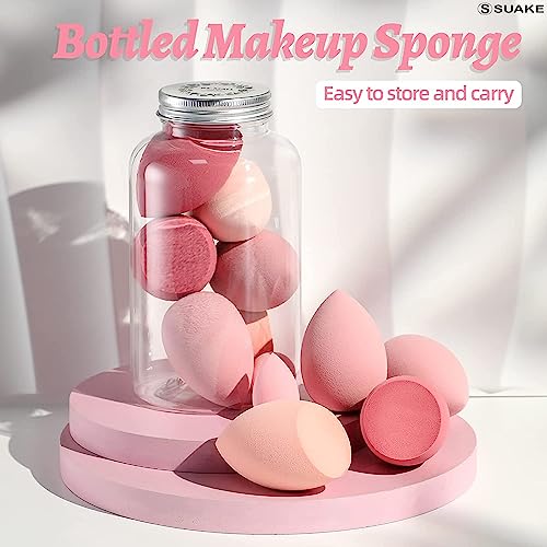 Image of SUAKE 7in1 Professional Beauty Blender Set for Face Makeup | Makeup Sponges Set is suitable with Liquid & Creams | Sponge makeup is for all Skin Types & it is Soft Latex-Free Reusable & washable (Multicolor 4 Big + 3 Mini=7 Pcs)