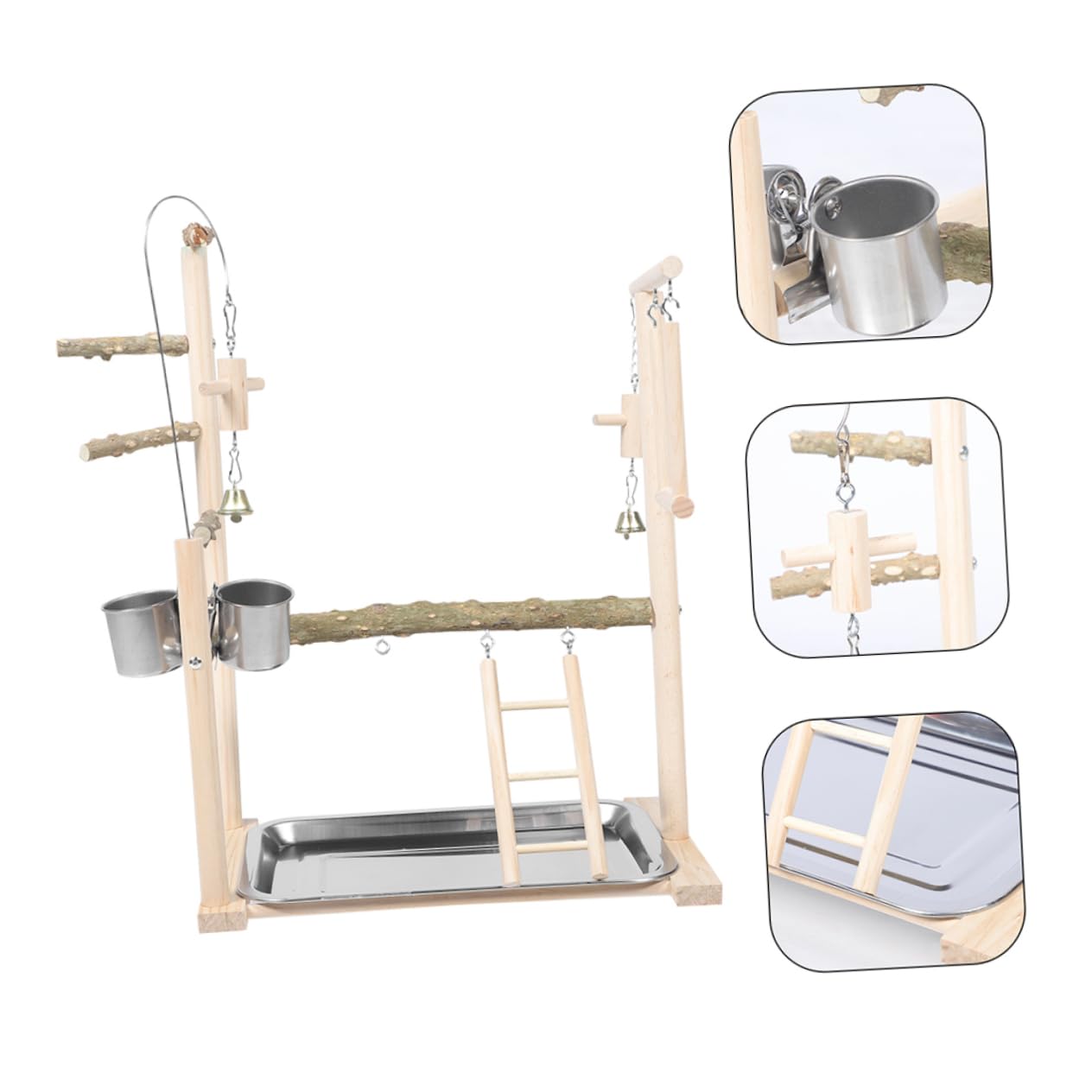 TOYANDONA Parco Giochi Interattivo per Pappagalli con Struttura in Plastico Minimalista ed Elegante, Supporto da Pavimento con Scaletta e Posatoi per Conuri e Cockatiel in Casa