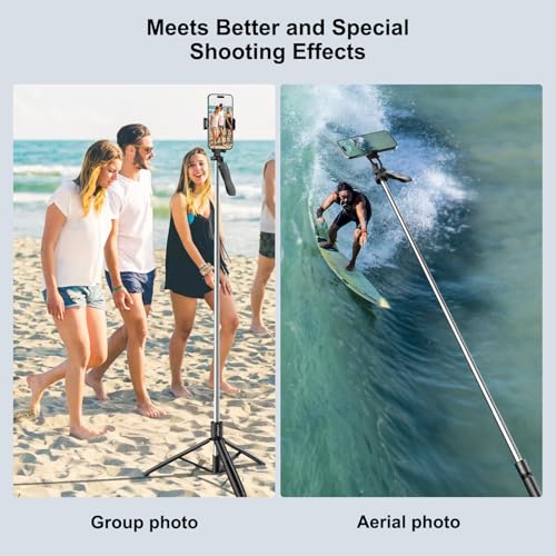 Image of Celfiexpt 71 inch Selfie Stick Tripod 360 Degree Rotation Anti Shake Handle Long Tripod Stand with Bluetooth Remote for Mobile Phone Multi-Function Selfie Stick for iPhone Android Phone Camera Gopro