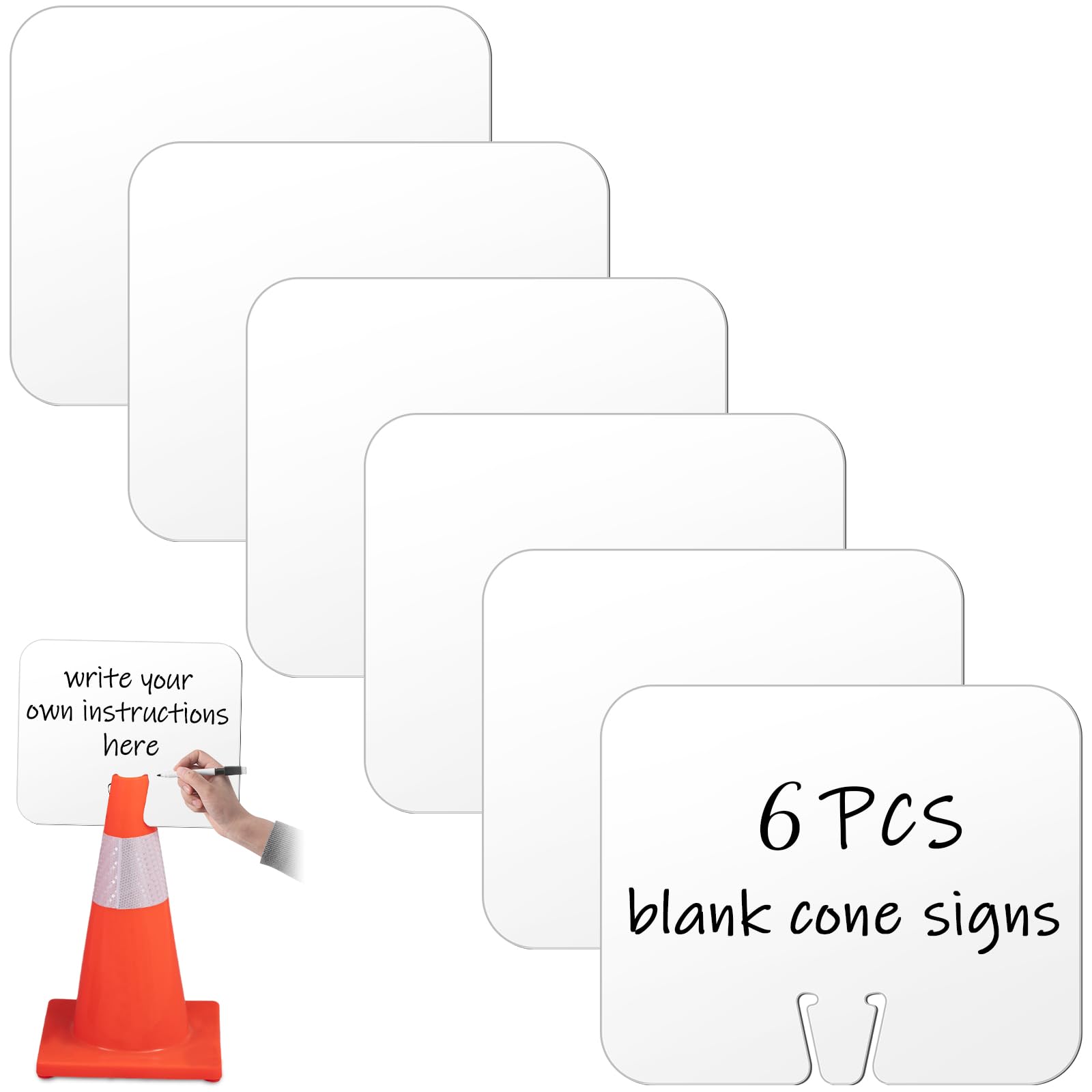 Geetery 6 Pcs Blank Traffic Cone Signs, 10.4"x12.6" Write-on Sign, Orange — Amazon image 12