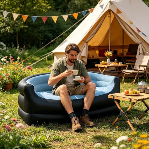 Sofá de aire cómodo y cama plegable resistente para camping o casa 3