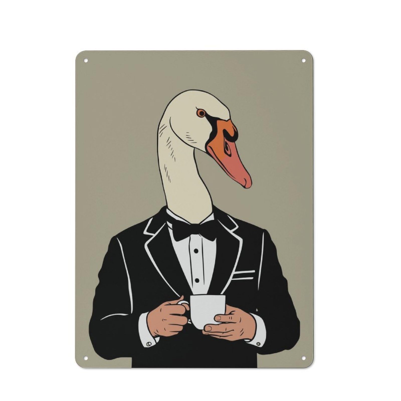 Junmoney Duck And Coffee Retro Tin Sign 40X30cm For Workshop Wall, For Collectors Of Retro Metal Wall Decor