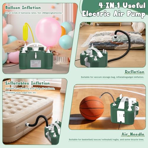 Image of ID IDAODAN 4-in-1 Electric Balloon Pump with Triple Nozzles, Dual Motor Balloon Inflator & Deflator for Latex, Foil & 260Q Balloons