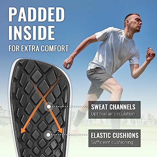 Soccer Shin Guards For Boys Incl. Sleeves With Optimized Insert Pocket - Protective Soccer Equipment For Kids Girls (Black M) #TOP2