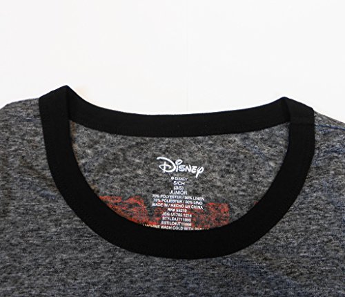Disney Shy Mickey Mouse Junior Fit Ringer T-Shirt Medium Black Hawk3