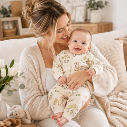 Image of SNOWIE SOFT 5Pcs Set New Born Baby Clothes 0-3 Months with Cotton Long Sleeve Top and Pants, Gloves, Socks, Bear Ear Hat, Infant Clothes 0-3 Months New Born Baby Gifts Shower Gift