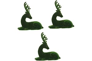 Flocked Santa Decoration Reindeer, Christmas Winter Scene Miniature Reindeer Figurines