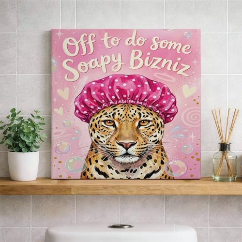 Lienzo de leopardo melocotón para dar un toque alegre y estético a tu baño o salón