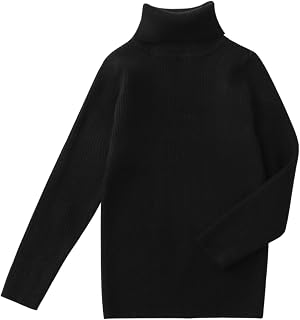 Kids Turtleneck Knitted Sweater Boy Girl Slim Fit Cable Pullover Sweaters for Toddler 1-5 Years