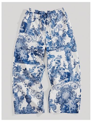 Men's Graphic Baggy Sweatpants Y2K Drawstring Straight Leg Street Track Pants2