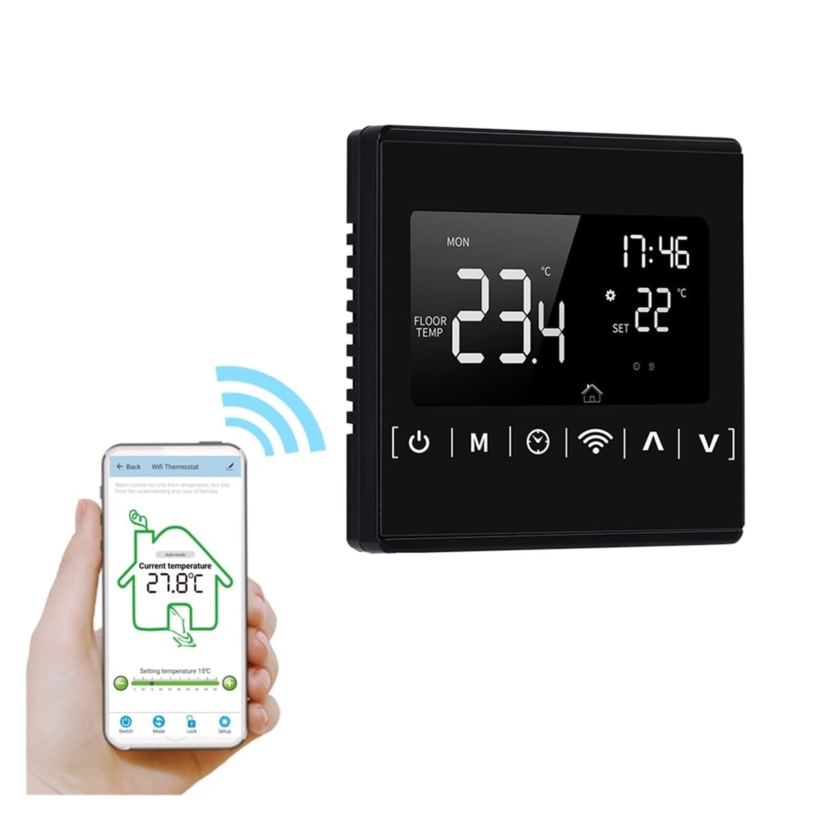Termostat, Termometr Wewnętrzny Higrometr Cyfrowy Termostat WiFi Regulator Temperatury Do Ogrzewania Elektrycznego Współpracuje Z Wyświetlaczem LCD(Electric heating)