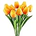GTIDEA 10pcs Realistic PU Artificial Holland Tulip Flowers Life-like Faux Bouquet Arrangements Home Kitchen Living Room Dining Table Wedding Centerpieces Decorations Orange