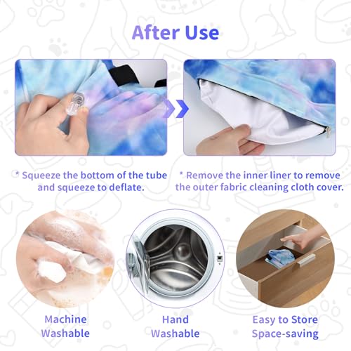 Image of Dog Cone, Y-blue Cone Collar Inflatable Dog Neck Collar Recovery E-Collar Alternative, Cat Donut Collar After Surgery for Dogs and Cats(Purple Blue, M+)