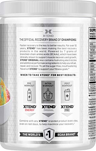 XTEND Original BCAA Powder Rainbow Sherbet | Sugar Free Post Workout Muscle Recovery Drink with Amino Acids | 7g BCAAs for Men & Women | 20 Servings - Thumbnail 5