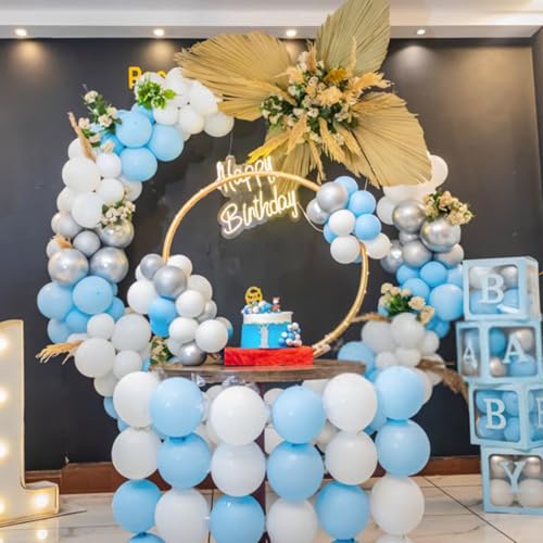 Image of Pastel Blue Latex Balloons 100 Pack 12 inch Light Blue Party Balloons Round Helium Baby Blue Balloons for Baby Shower Boys Birthday Gender Reveal Party Decoration