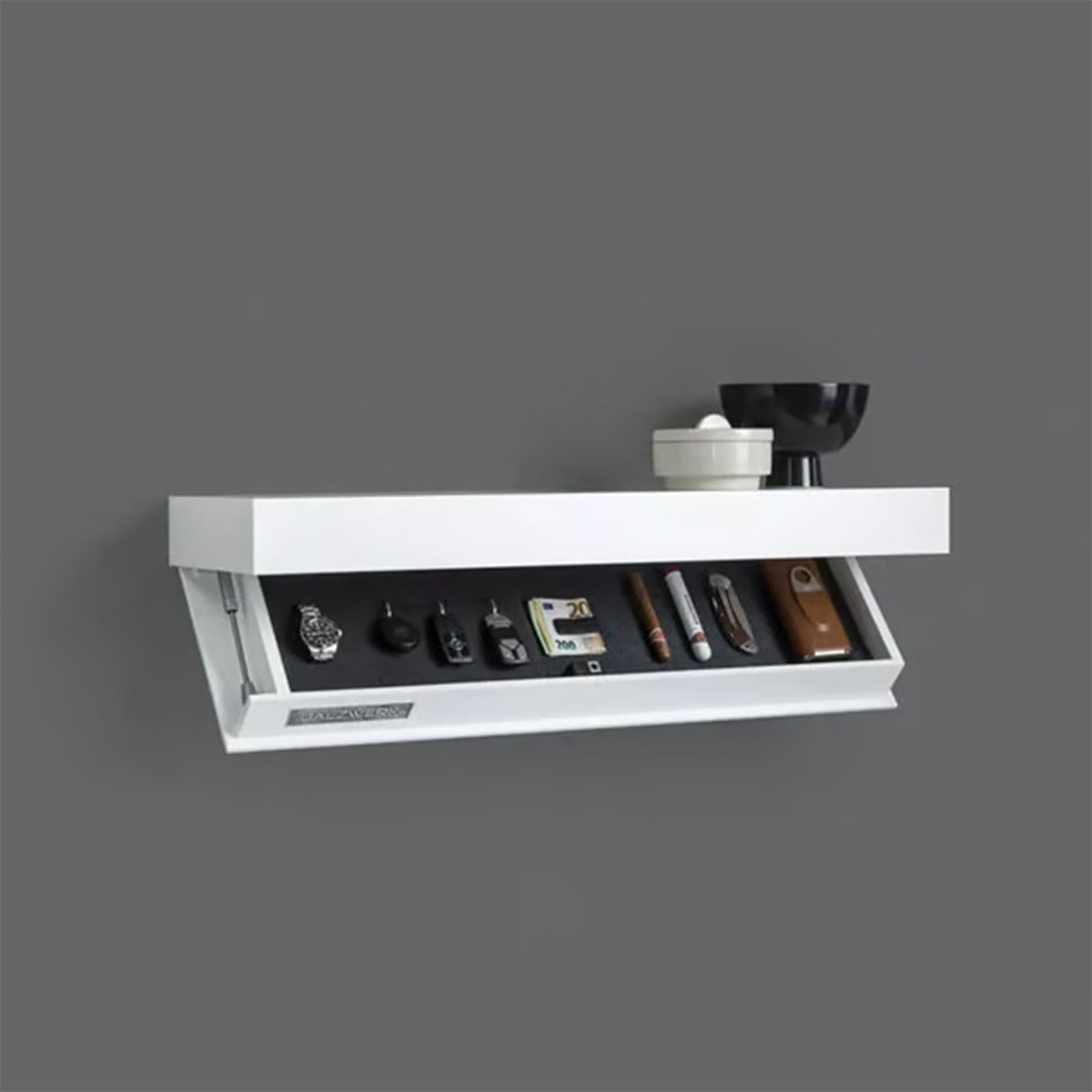 Mensole galleggianti da parete, mensole da parete in legno con scomparto segreto, mensola nascosta con porta trappola, mensole invisibili in legno per camera da letto, bagno