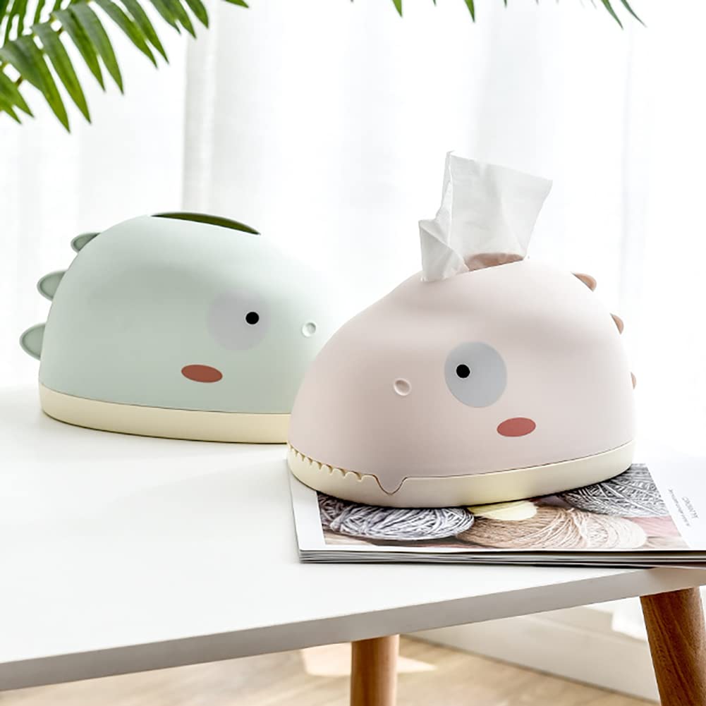 Boîte à Mouchoirs Dinosaure Mignon Rose - Distributeur Tête De Dino Portable Pour Voiture, Bureau Et Salle De Bain