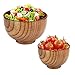 Ciotola Insalata Legno Set Ciotole Insalata Piccola in Pino Naturale Set di Ciotole Frutta dalla Struttura Unica per Insalate, Frutta, Dessert, Snack Antipasti Confezione da 2 (Diametro 9 e 13,5 cm)