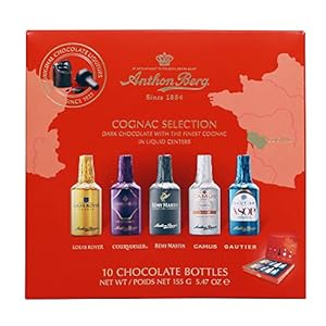 Anthon Berg – Chocoladelikeur – 5 premium French Cognacs – 10 flessen 155 g – met lekkere vloeistofvulling