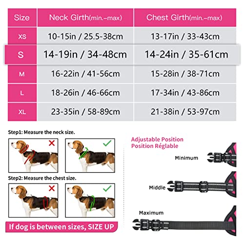 HEELE Dog Harness Dog Harness Small Dog No Pull Harness with Soft Handle Reflective Puppy Harness Adjustable, Rose, S - Image 4