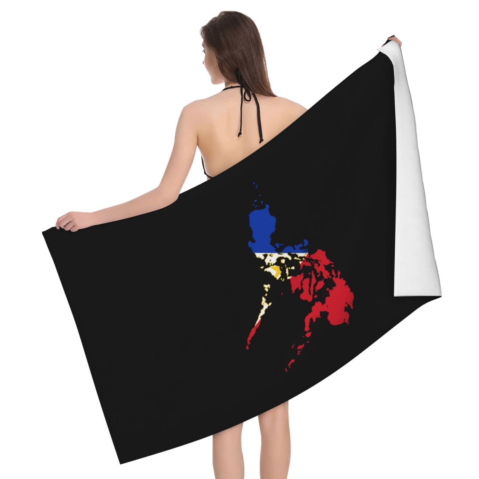Lsjuee Philippines Flag Map Bath Towel Absorb Water Quick Dry Bath Towel, for Beach, Swimming Pool, Camping