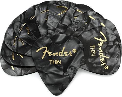 Fender 351 Shape Thin Celluloid Guitar Picks 12 Pack - Black Moto