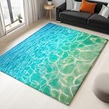 Genérico Alfombra Salon - Lavable Impresa Alfombras Pelo Corto Alfombra Antideslizante - Dormitorio Decoración Isla Vacaciones Agua Clara - 80 x 150 cm