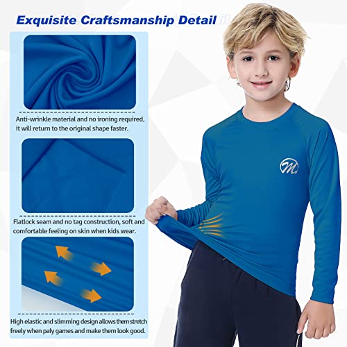 Meetwee Boys Rash Guard Long Sleeve Girl Upf 50+ Sun Protection Shirt Swim Shirts Youth Spf Quick Dry Shirt Swimwear Sunsuits Dark Blue Medium #TOP2